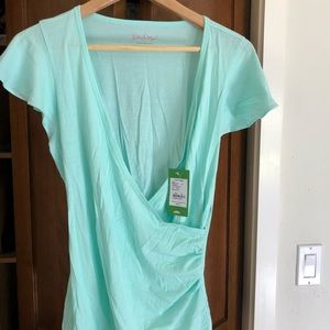 Lilly Pulitzer Clementina Seafoam Green Wrap Top